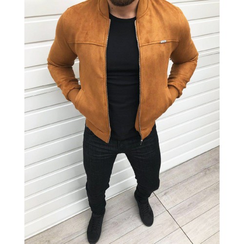 Мужская куртка бомбер коричневая
